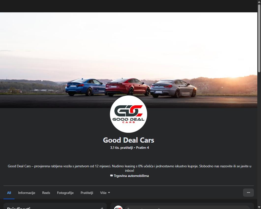 Facebook stranica Good Deal Cars